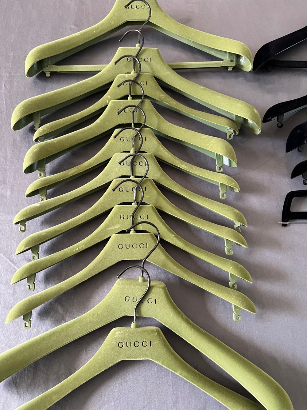 Gucci Velvet Hangers in Lime Green and Black (Set) - Picture 2 of 6